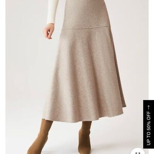 OGL Wool-like Flared Maxi Skirt Heather Oatmeal
